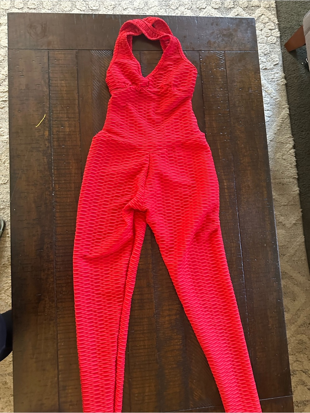ASOS Red and Black Ribbed Racerback Jumpsuits - Picture 3 of 6